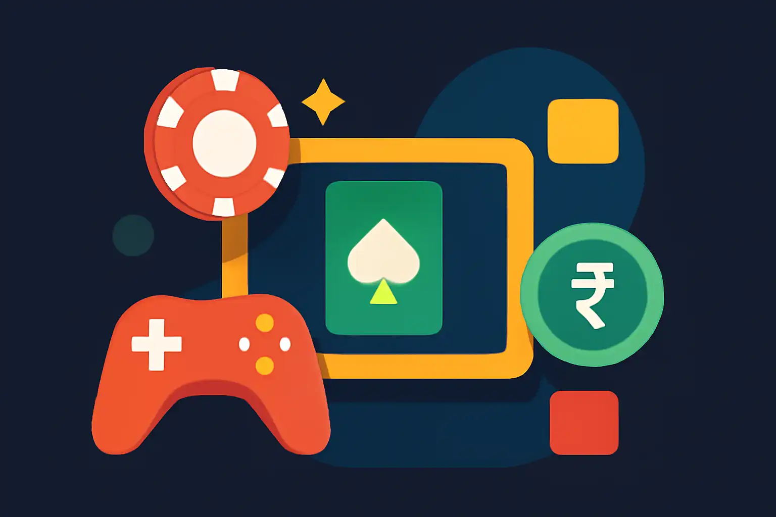Hero illustration: Free, modern flat design, dark background, brand-neutral, icons and shapes only, no text