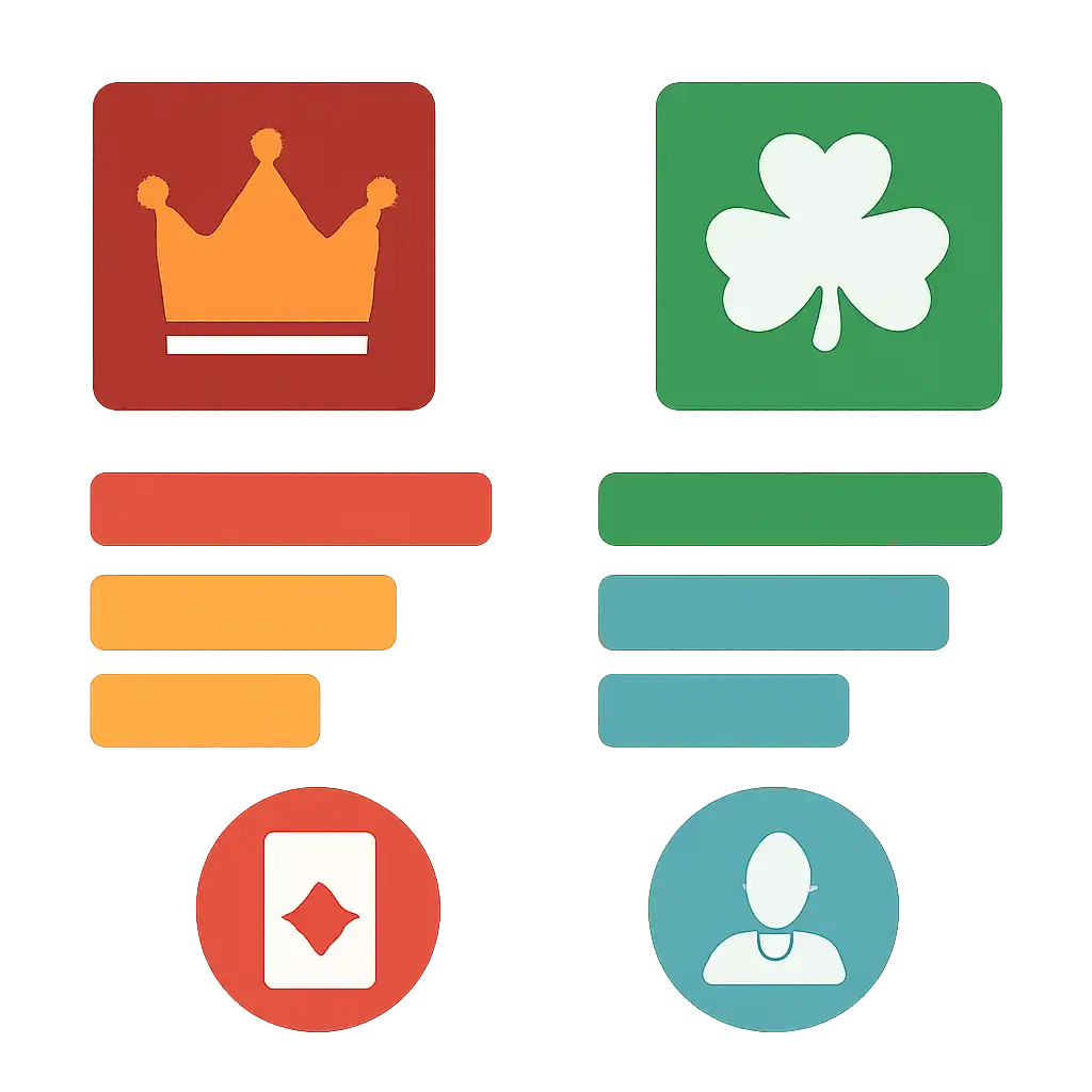 Infographic comparing options using coloured bars and icons only, no text or labels, flat design, Luck games manship